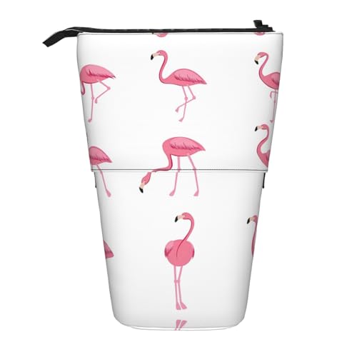 Federmäppchen mit Fischködermotiv, bedruckt, stehend, Federmäppchen, Kosmetiktasche, Make-up-Tasche, Bürotasche, Flamingos auf Weiß, Einheitsgröße, Kosmetiktasche von fifbird