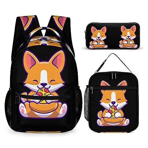 Rucksack-Set für Kinder, 3-teilig, für Teenager, Jungen, Schultasche mit Thermo-Lunchboxen, Stifthalter, Tt-15, Einheitsgröße, Tagesrucksäcke von fifbird