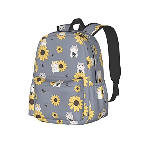 fifbird Rucksack, 43,2 cm (17 Zoll), niedlicher Hamster- und Sonnenblumen-Rucksack, Schultertasche, Schultasche, Büchertasche, lässiger Tagesrucksack, Niedlicher Hamster und Sonnenblume, One size von fifbird