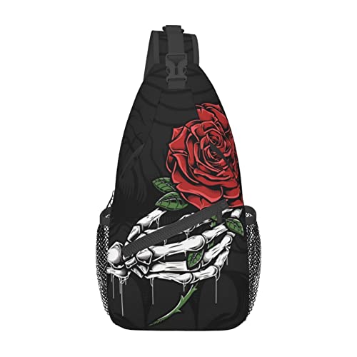 fifbird Totenkopf-Brusttasche, Umhängetasche, Rucksack, Reisen, Wandern, Tagesrucksack, Crossbody-Tasche für Damen und Herren, Sugar Skull A4, Einheitsgröße von fifbird