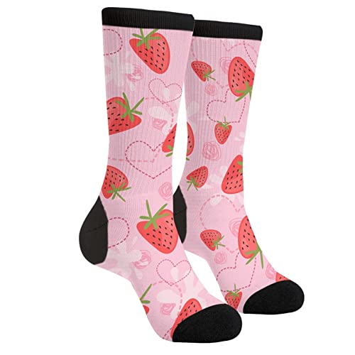 fifbird Unisex Socken Pfirsich Laufsocken Socken Lustige Crew Kleid Socken für Männer Frauen, erdbeere, One size von fifbird
