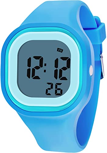 findtime Armbanduhr Digital Uhr Silikonband Eckig Sportuhr 5ATM Wasserdicht Armbanduhren mit Stoppuhr Datum Wecker Licht Teenager Uhren Damen Herren von findtime