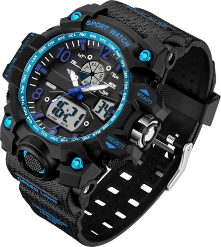 Digitale Armbanduhr Damen Sportlich 5ATM Wasserdicht Militär Uhr Kinder Digitaluhr für Jungen Mädchen Analog Digital Sportuhr LED Multifunktions Damenuhr mit Wecker Datum Stoppuhr Outdoor von findtime