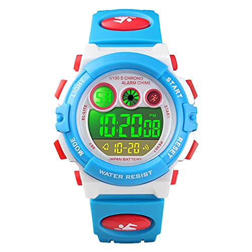 Kinderuhr Junge Digital Kinderarmbanduhren für Jungen 6 Jahre Mädchen,Kinder Uhren für Jungs,Stoppuhr Quarz Uhr Lernen Digitaluhr Sport Outdoor LED-Licht Datum 5 ATM Wasserdicht Multifunktional von findtime