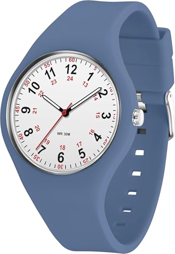 findtime Damen Analog Uhr Krankenschwester Damen Uhren Wasserdicht Sport Armbanduhr Einfache Casual Silikon Armbanduhr für Frauen Mädchen Teenager, blau, Armband von findtime