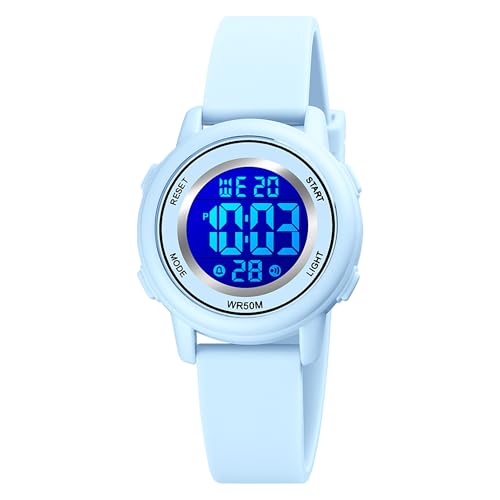 findtime Digitaluhr Damen Damenuhr Digital Armbanduhr Damen wasserdichte Uhren mit Weichem Gummiarmband und LED-Leuchtdisplay von findtime