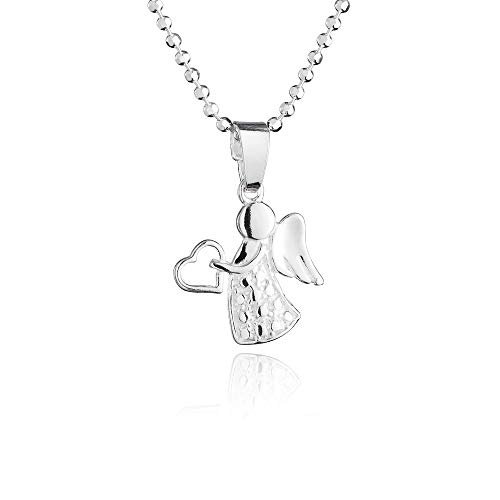 fish Kinderkette Mädchen Jungen Hals-Kette Silber 925 Schutzengel-Anhänger Glücksbringer silber längen-verstellbar Schmucketui Geschenk Kinder von fish