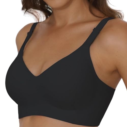 flintronic Nahtloser BH Damen, Weich Bralette, Ohne Bügel, V Ausschnitt, Ultrakomfortable, Seamless Bra, T-Shirts BH, Damen Soft-BH Täglicher von flintronic