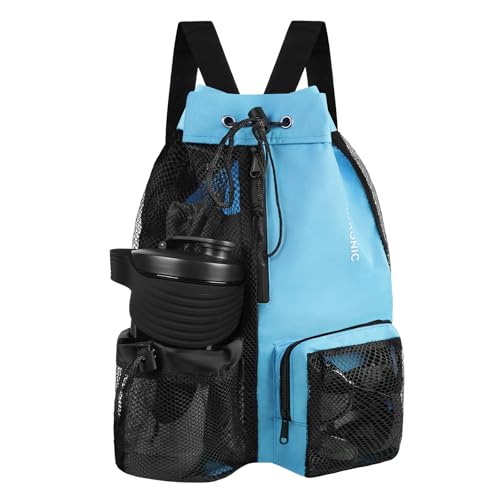 flintronic Rucksack mit Kordelzug, Wasserdichte Schwimmtasche, Sport-Turnbeutel mit Nass-und Trockenfach, Netztaschen mit Kordelzug, Großer Sporttasche für Männer&Frauen, für Strand, Schwimmen, Sport von flintronic