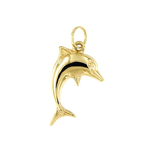 Lucchetta - 14K Gelbgold Delfin Anhänger | Symbol der Freundschaft und Sensibilität | Goldanhänger Damen Mädchen 585 Echtgold | für Kette (bis zu 4 mm) | hergestellt in Italien von forme di Lucchetta