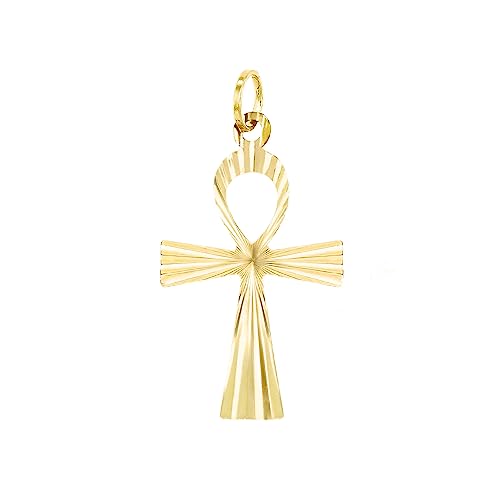 Lucchetta - Ankh Kreuz Anhänger Egypten - Schlüssel des Lebens in 14k Gelbgold | Goldanhänger Damen Herren 585 Echtgold | für Ketten (bis zu 4 mm) | Schmuck hergestellt in Italien von forme di Lucchetta