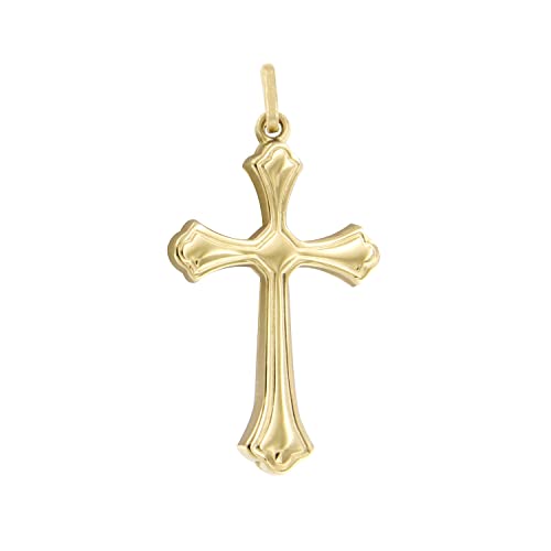 Lucchetta - Christlich-orthodoxer Kreuz Anhänger aus 14k Gelbgold - 27x16mm | Goldanhänger Damen Herren 585 Echtgold | für Ketten (bis zu 4 mm) | Schmuck hergestellt in Italien von forme di Lucchetta