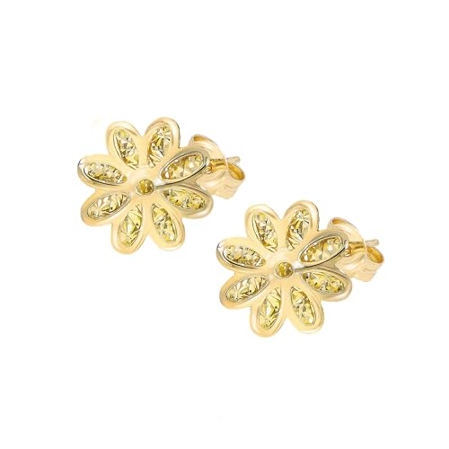 Lucchetta - Gänseblümchen Ohrringe aus 9k Gelbgold, Blumensymbol der Wahrheit | Gold Ohrringe Damen 375 Echtgold | Hochwertiges Schmuck hergestellt in Italien von forme di Lucchetta
