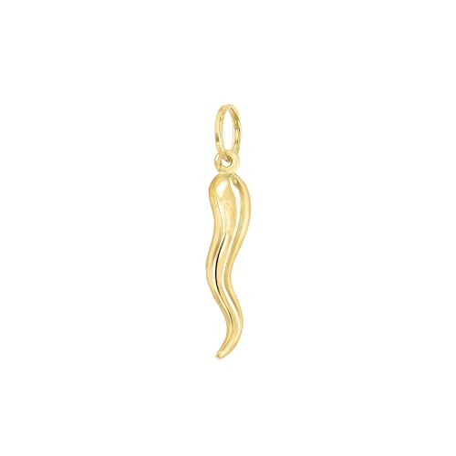 Lucchetta - Gold Chili Anhänger | Italienisches Horn Glücksbringer | 14 karat Gelbgold Charm für Armbänd und Halskette von forme di Lucchetta