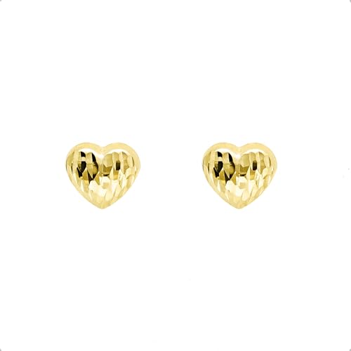 Lucchetta - Herzförmige Ohrringe aus 14 Karat Gelbgold - Lobe Ohrstecker | Gold Ohrringe Damen 585 Echtgold | Hochwertiges Schmuck hergestellt in Italien von forme di Lucchetta