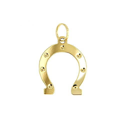 Lucchetta - Hufeisen Charm Anhänger aus 14 Karat Gelbgold für Damen und Mädchen | Echtgold Charms für Armbänder und Halsketten (bis zu 4 mm) von forme di Lucchetta