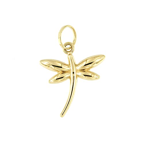 Lucchetta - Libelle Anhänger aus 14K Gelbgold | Symbol der Freiheit und Veränderung | Goldanhänger Damen Mädchen 585 Echtgold | für Kette (bis zu 4 mm) | hergestellt in Italien von forme di Lucchetta