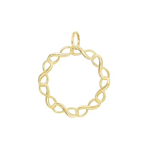 Lucchetta - Runder Anhänger Charm mit Unendlichkeitsrahmen aus 14K Gelbgold | Goldanhänger Damen Mädchen 585 Echtgold | für Kette (bis zu 4 mm) | hergestellt in Italien von forme di Lucchetta