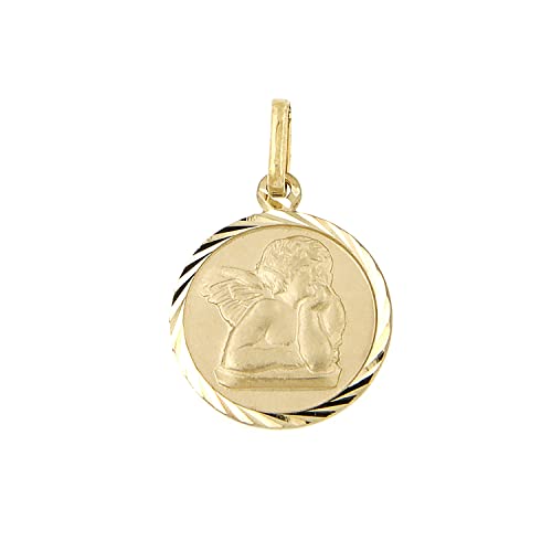 Lucchetta - 14 karat Gold Schutzengel Medaille Raffaello Anhänger | Religiöse Goldanhänger für Geburt - Taufe - Kommunion | für Armbänd und Kette (bis zu 4 mm) | Schmuck hergestellt in Italien von forme di Lucchetta