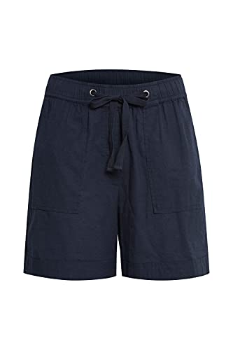 fransa 20609301 Damen Leinenshorts Chino Shorts Bermuda Kurze Hose mit Kordeln Leinen Mix Regular Fit, Größe:S, Farbe:Navy Blazer (193923) von fransa