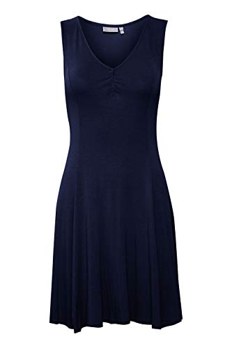 fransa FRAMDOT Damen Jerseykleid Shirtkleid Kleid knieumspielt und ärmellos mit Raffung im Ausschnitt, Größe:S, Farbe:Navy Blazer (193923) von fransa
