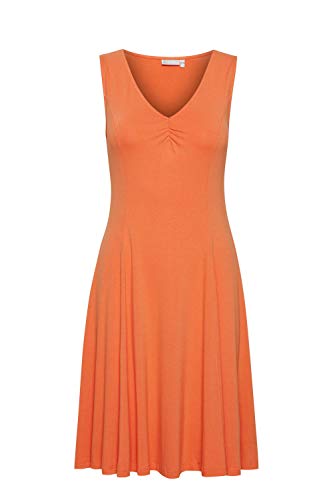 fransa FRAMDOT Damen Jerseykleid Shirtkleid Kleid knieumspielt und ärmellos mit Raffung im Ausschnitt, Größe:2XL, Farbe:Dusty Orange (161344) von fransa