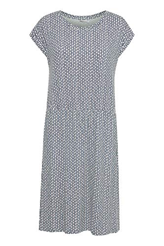 fransa FRAMDOT Damen Freizeitkleid Kleid knieumspielt mit elastischer Raffung in der Taille und Muster, Größe:XL, Farbe:Vintage Indigo Graphic Mix (200994) von fransa