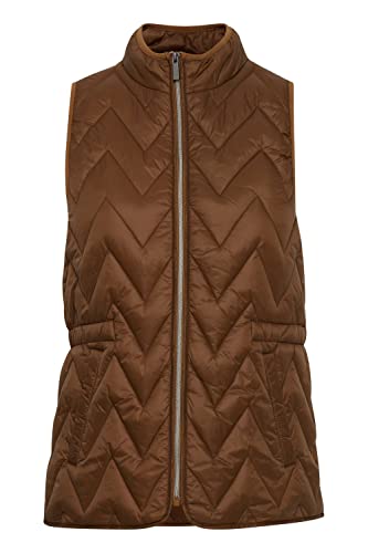 fransa FRBAPADDING Damen Weste Steppweste Outdoor Weste mit Seitentaschen mit Reißverschluss und Stehkragen normale Länge, Größe:M, Farbe:Gold Brown (200943) von fransa