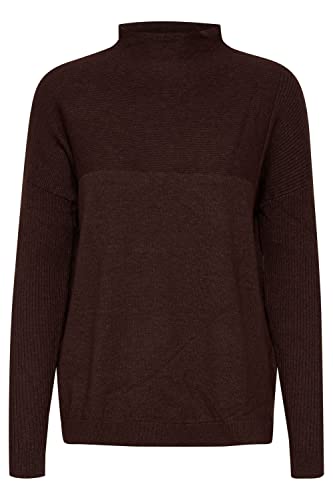 fransa FRCEMELANGE Damen Strickpullover Feinstrick Pullover mit hochabschließenden Kragen, Größe:M, Farbe:Coffee Bean Melange (1909151) von fransa