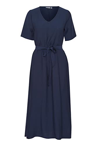 fransa FRHOT DR 2 Damen Freizeitkleid Kleid mit V-Ausschnitt und Gürtelschlaufe an der Taille, Größe:M, Farbe:Navy Blazer (193923) von fransa