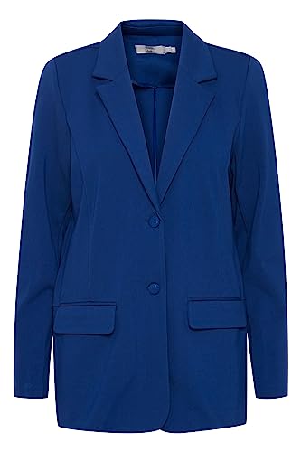 fransa FRLANO Damen Blazer Longblazer Jacke mit Reverskragen und Knopf mit Stretch, Größe:L, Farbe:Bellwether Blue (193943) von fransa