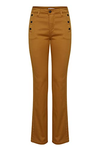 fransa FRLomax Damen Hose Stoffhose Pants Chinohose mit Stretch Tight Fit Mid Waist, Größe:38, Farbe:Golden Brown (180940) von fransa