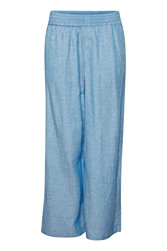 fransa FRLin Damen Hose Stoffhose Leinenhose Leinen Mix Loose Fit, Größe:XXL, Farbe:Malibu Blue Melange (1744351) von fransa