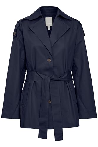 fransa FRNINA Damen Jacke Übergangsjacke Kurzjacke Umlegekragen 100% Baumwolle Oversize, Größe:M, Farbe:Navy Blazer (193923) von fransa