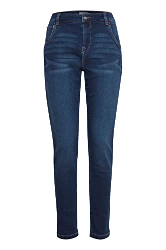 fransa FRVilja Damen Jeans Denim Hose Jeanshose 5-Pocket Relaxed Fit Mid Waist, Größe:42, Farbe:Indigo Blue Denim (200070) von fransa