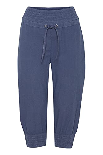 fransa 20609889 Damen Haremshose Pumphose Pluderhose Yoga Pants Loose Fit Mid Waist mit Kordeln, Größe:M, Farbe:Vintage Indigo (193929) von fransa