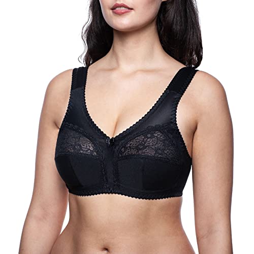 Frugue Damen Full Cup Stütz BH ohne Bügel Nicht Gepolsterter Soft Spitzen. Gr.-100D, Schwarz von frugue