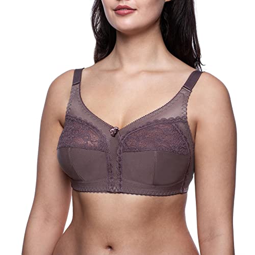 Frugue Damen Full Cup Stütz BH ohne Bügel Nicht Gepolsterter Soft Spitzen. Gr.-110C, Grau von frugue