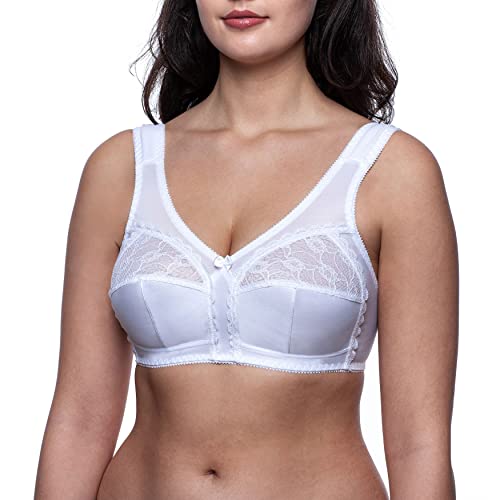 Frugue Damen Full Cup Stütz BH ohne Bügel Nicht Gepolsterter Soft Spitzen. Gr.-110E, Weiß von frugue