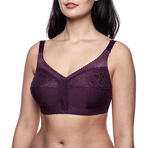 Frugue Damen Full Cup Stütz BH ohne Bügel Nicht Gepolsterter Soft Spitzen. Gr.-110G, Violett von frugue