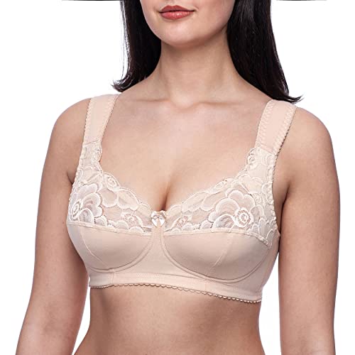 frugue Damen BH Baumwolle ohne Buegel Komfy Minimizer Beige EU 100C von frugue