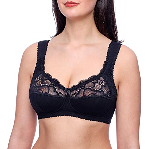 frugue Damen BH Baumwolle ohne Buegel Komfy Minimizer Schwarz EU 75G von frugue