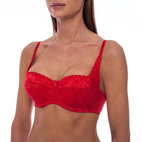 frugue Dirndl BH Damen Push Up mit Spitze Rot EU 100B von frugue