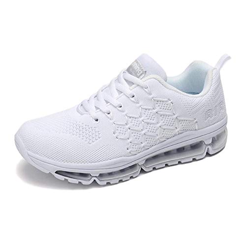 frysen Herren Damen Sportschuhe Laufschuhe mit Luftpolster Turnschuhe Profilsohle Sneakers Leichte Schuhe 1643 White 36 von frysen