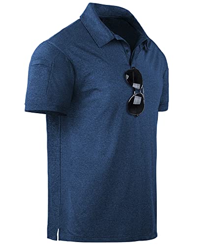 geeksport Poloshirts Herren Kurzarm Tennis Slim Fit Golf Polo Shirt Männer Sport Schnelltrocknend Atmungsaktiv Polohemd Sommer Outdoor Golf T-Shirt(170-Navy-2XL) von geeksport