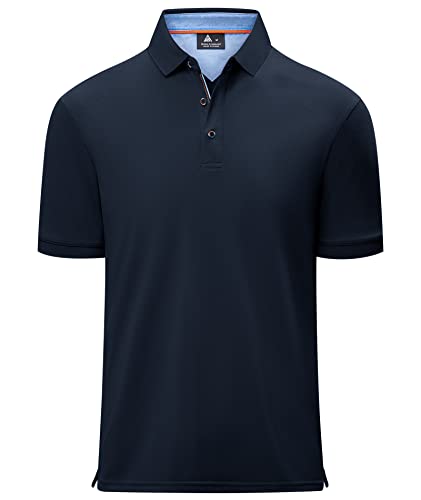 geeksport Poloshirts Herren Kurzarm Tennis Slim Fit Golf Polo Shirt Männer Sport Schnelltrocknend Atmungsaktiv Polohemd Sommer Outdoor Golf T-Shirt(1623-Navy-2XL) von geeksport