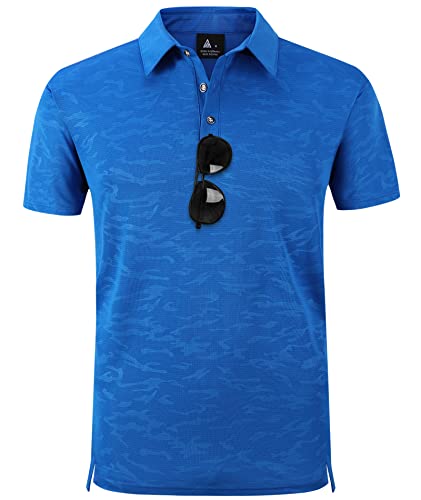 geeksport Poloshirts Herren Kurzarm Tennis Slim Fit Golf Polo Shirt Männer Sport Schnelltrocknend Atmungsaktiv Polohemd Sommer Outdoor Golf T-Shirt(0151-Blau-3XL) von geeksport