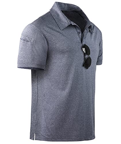 geeksport Poloshirts Herren Kurzarm Tennis Slim Fit Golf Polo Shirt Männer Sport Schnelltrocknend Atmungsaktiv Polohemd Sommer Outdoor Golf T-Shirt(170-Grau Blau-2XL) von geeksport