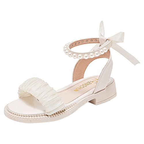 Baby Strickschuhe Mädchen Sandalen Kinder Open Toe Knöchelriemen Kleid Schuhe Hochzeitsfeier Für Kinder Prinzessin Schuhe Kinderschuhe Jungs (Beige, 32 Big Kids) von generic