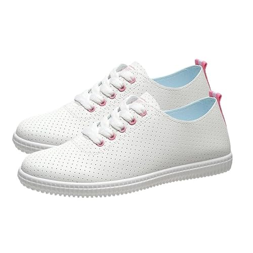 Flache Damenschuhe für Frühling und Sommer Aushöhlen Atmungsaktive Mokassin PU-Leder rutschfeste Schuhe Freizeitschuhe Komfort Weich Wanderschuhe Casual Schnürhalbschuhe Flache Damenschuhe von generic